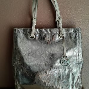 Mk metallic mirror tote bag Michael Kors rose gold